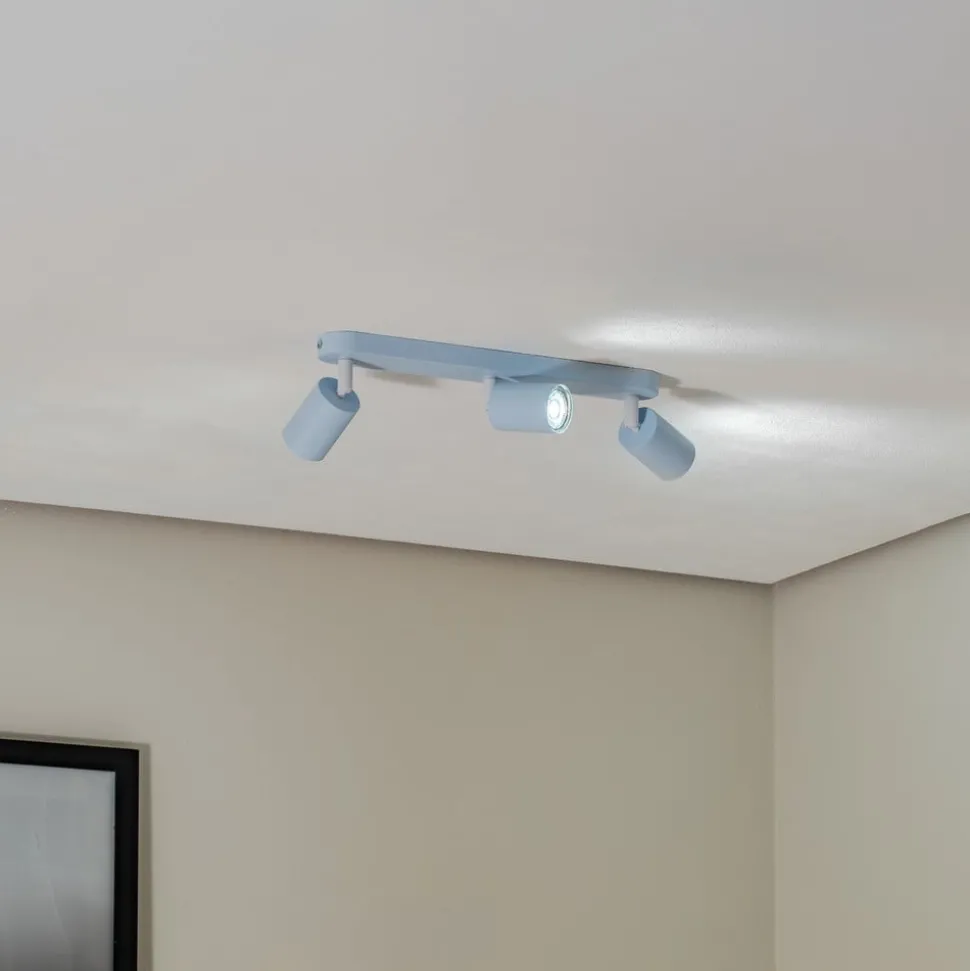 Plafondspot Livia, lichtblauw, 52 cm, 3-lamps, metaal, GU10