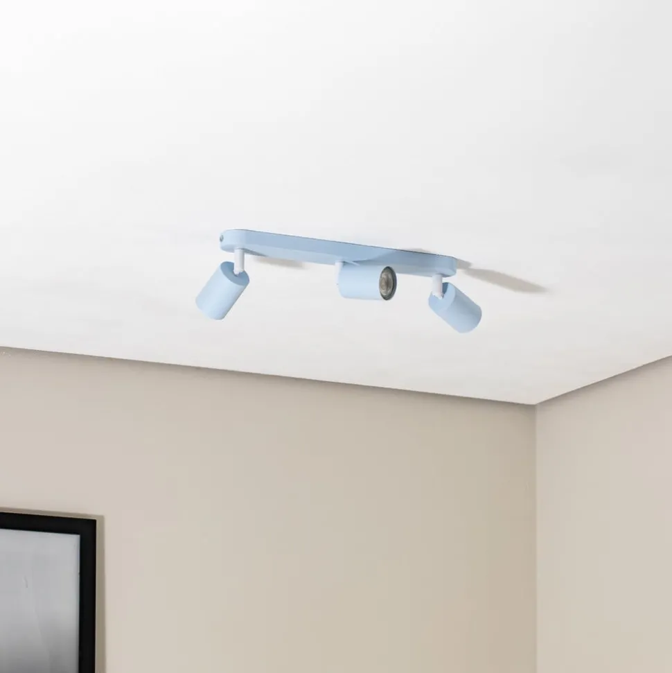 Plafondspot Livia, lichtblauw, 52 cm, 3-lamps, metaal, GU10