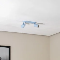 Plafondspot Livia, lichtblauw, 35 cm, 2-lamps, metaal, GU10