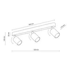 Plafondspot Livia, mintgroen, 52 cm, 3-lamps, metaal, GU10