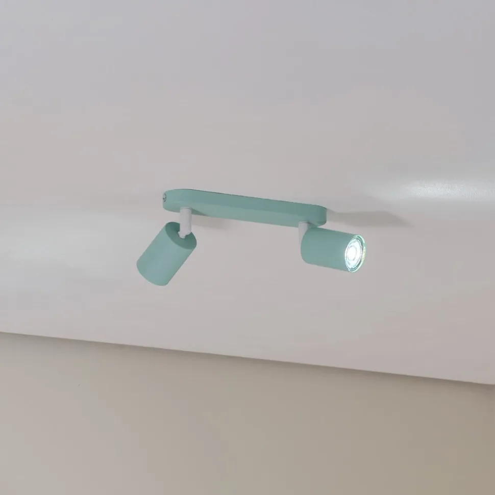 Plafondspot Livia, mintgroen, 35 cm, 2-lamps, metaal, GU10