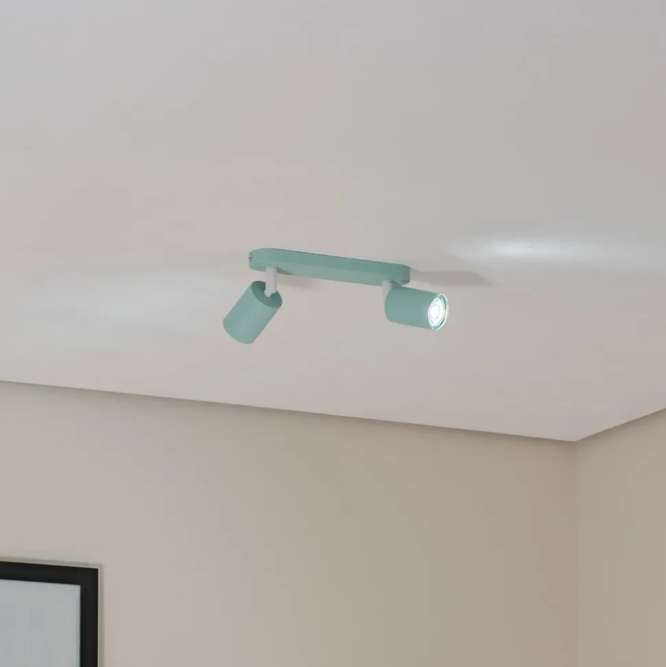 Plafondspot Livia, mintgroen, 35 cm, 2-lamps, metaal, GU10