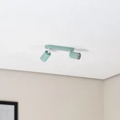 Plafondspot Livia, mintgroen, 35 cm, 2-lamps, metaal, GU10