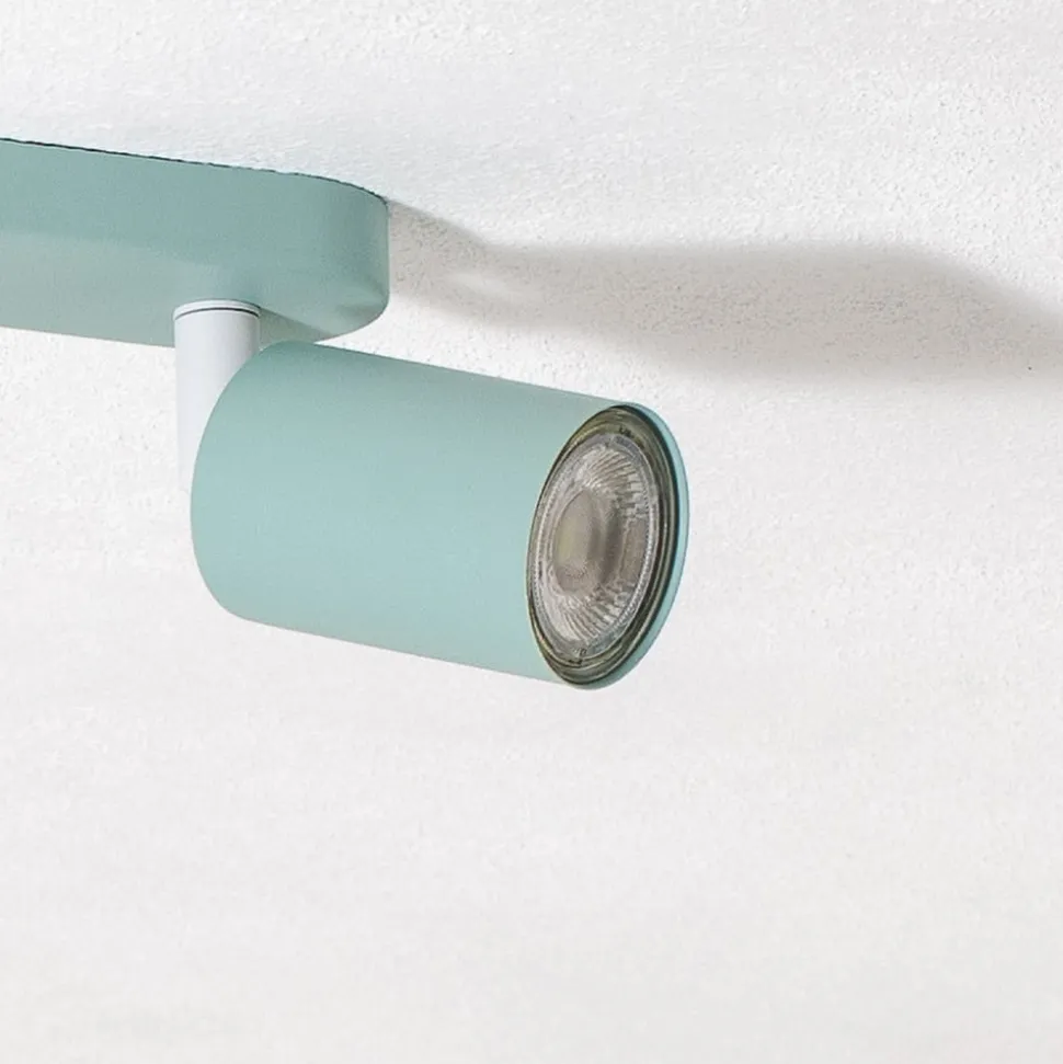 Plafondspot Livia, mintgroen, 35 cm, 2-lamps, metaal, GU10