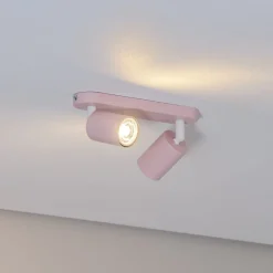 Plafondspot Livia, roze, 35 cm, 2-lamps, metaal, GU10