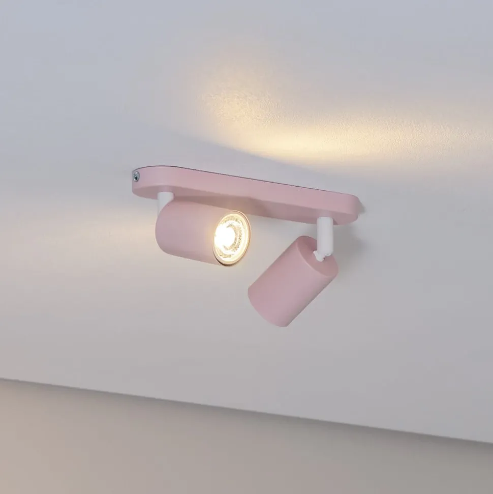 Plafondspot Livia, roze, 35 cm, 2-lamps, metaal, GU10