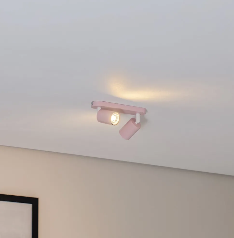 Plafondspot Livia, roze, 35 cm, 2-lamps, metaal, GU10