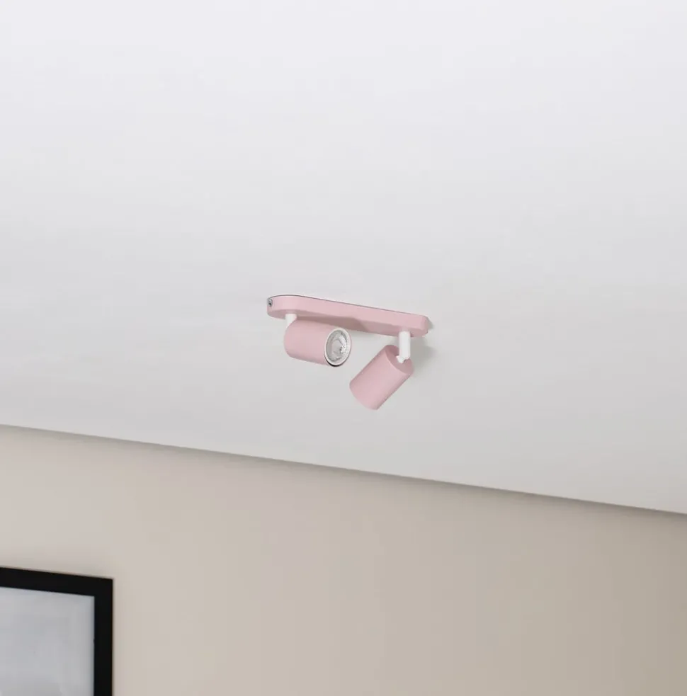 Plafondspot Livia, roze, 35 cm, 2-lamps, metaal, GU10
