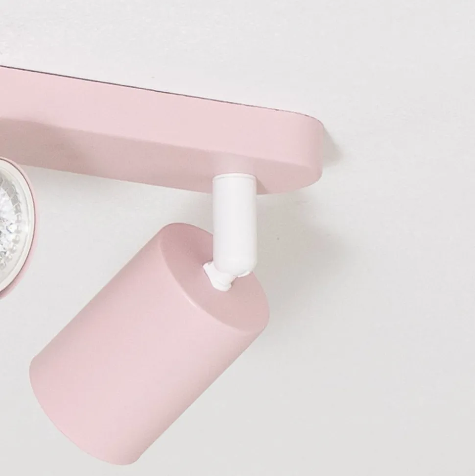 Plafondspot Livia, roze, 35 cm, 2-lamps, metaal, GU10