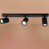 Plafondspot Marty, lengte 53 cm, zandzwart, 3-lamps.