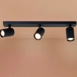 Plafondspot Marty, lengte 53 cm, zandzwart, 3-lamps.