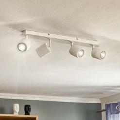 Plafondspot Modo van roestvrij staal, wit, 4-lamps