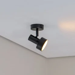 Plafondspot Mona, 1-lamp, zwart, beweegbaar, staal