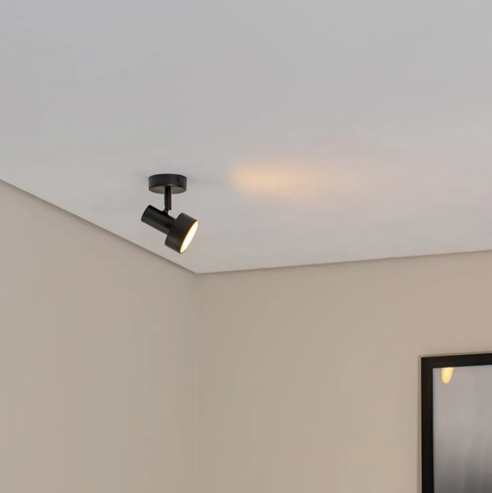 Plafondspot Mona, 1-lamp, zwart, beweegbaar, staal