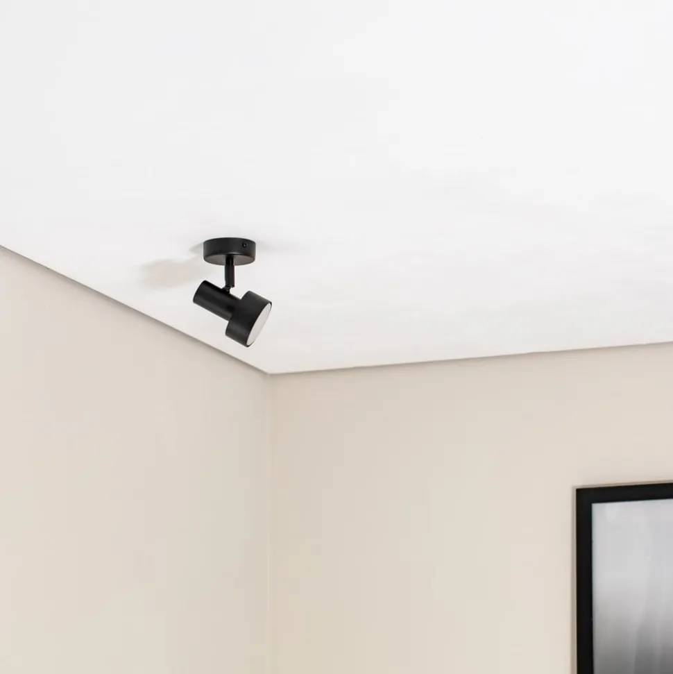 Plafondspot Mona, 1-lamp, zwart, beweegbaar, staal