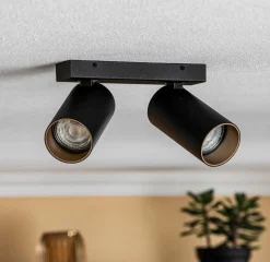 Plafondspot Mono II zwart/binnen goud 2-lamps