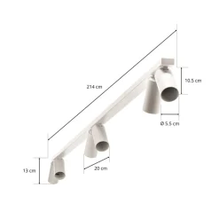 Plafondspot Mono VI in wit, 6-lamps