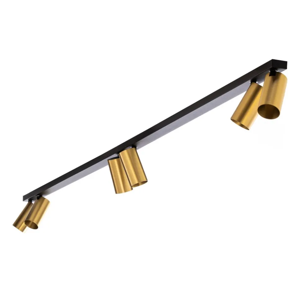 Plafondspot Mono VI zwart/messing 6-lamps