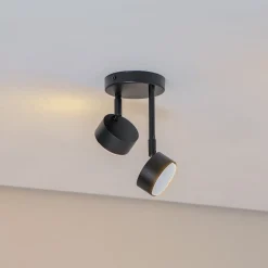 Plafondspot Nemo, 21 cm, 2-lamps, zwart, beweegbaar, GX53