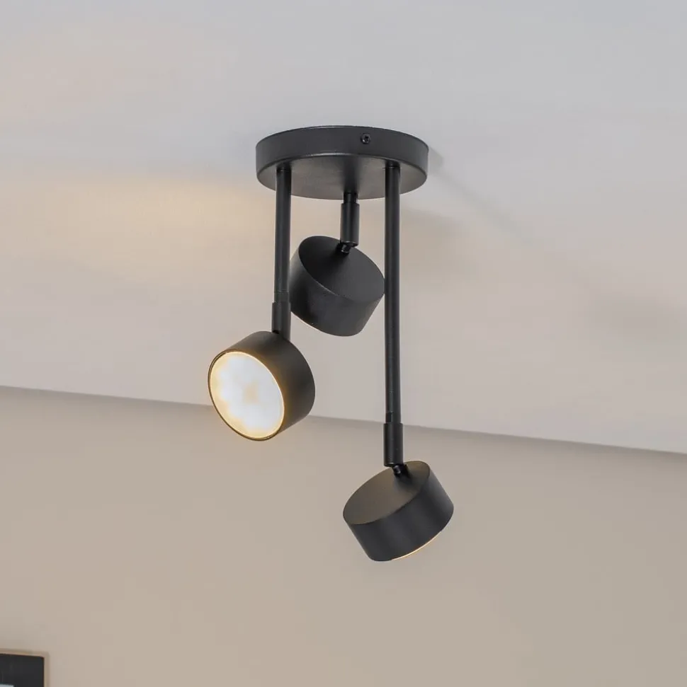 Plafondspot Nemo, 34 cm, 3-lamps, zwart, beweegbaar, GX53