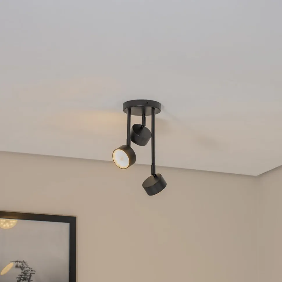 Plafondspot Nemo, 34 cm, 3-lamps, zwart, beweegbaar, GX53