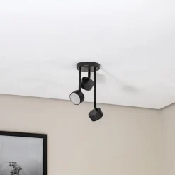 Plafondspot Nemo, 34 cm, 3-lamps, zwart, beweegbaar, GX53