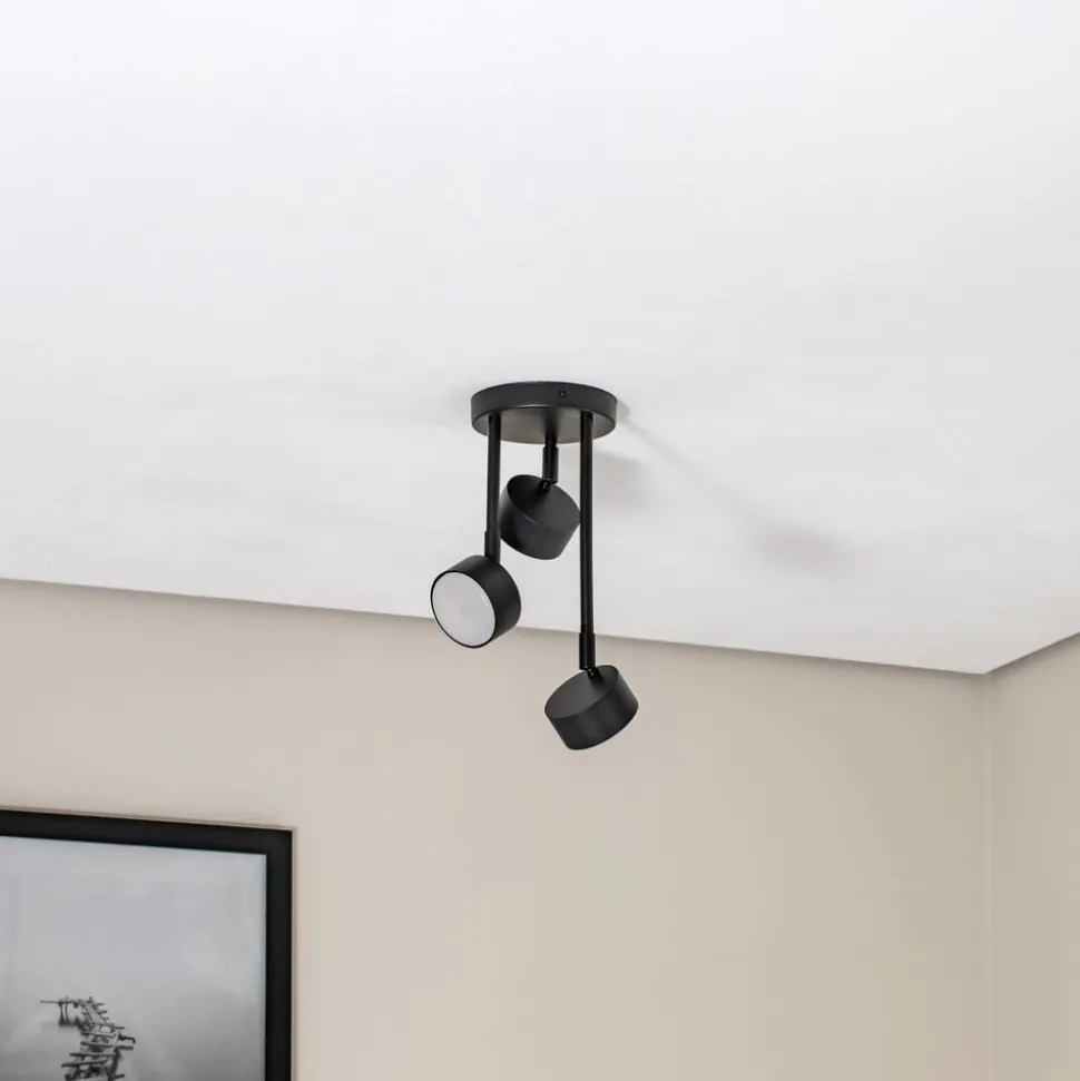 Plafondspot Nemo, 34 cm, 3-lamps, zwart, beweegbaar, GX53