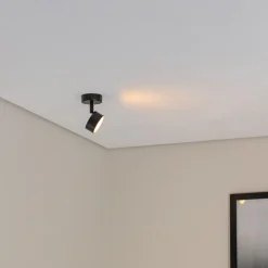 Plafondspot Nemo, 15 cm, zwart, beweegbaar, GX53