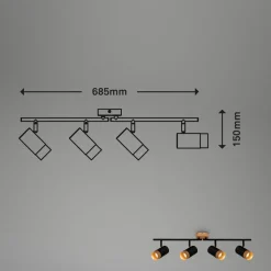 Plafondspot Plek GU10 zwart/hout 4-lamps