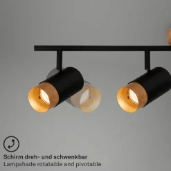 Plafondspot Plek GU10 zwart/hout 4-lamps
