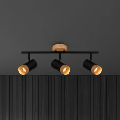 Plafondspot Plek GU10 zwart/hout 3-lamps
