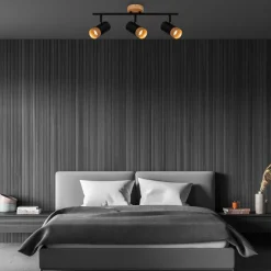 Plafondspot Plek GU10 zwart/hout 3-lamps