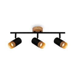 Plafondspot Plek GU10 zwart/hout 3-lamps