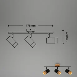 Plafondspot Plek GU10 zwart/hout 3-lamps
