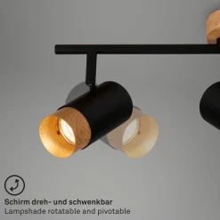 Plafondspot Plek GU10 zwart/hout 3-lamps