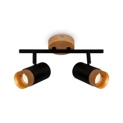 Plafondspot Plek GU10 zwart/hout 2-lamps