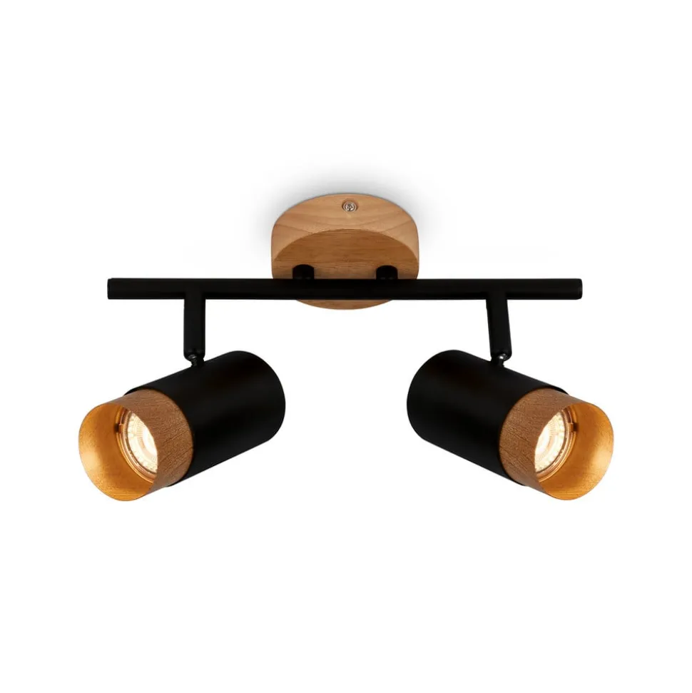 Plafondspot Plek GU10 zwart/hout 2-lamps
