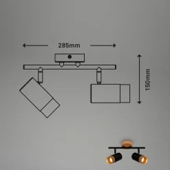 Plafondspot Plek GU10 zwart/hout 2-lamps