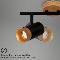 Plafondspot Plek GU10 zwart/hout 2-lamps