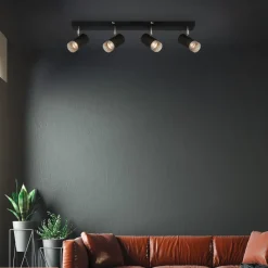 Plafondspot Plek GU10 zwart/zilver 4-lamps