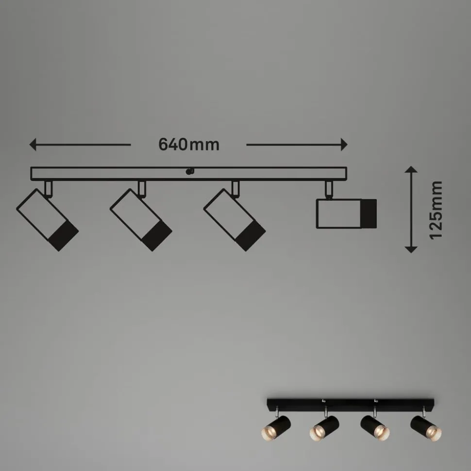 Plafondspot Plek GU10 zwart/zilver 4-lamps
