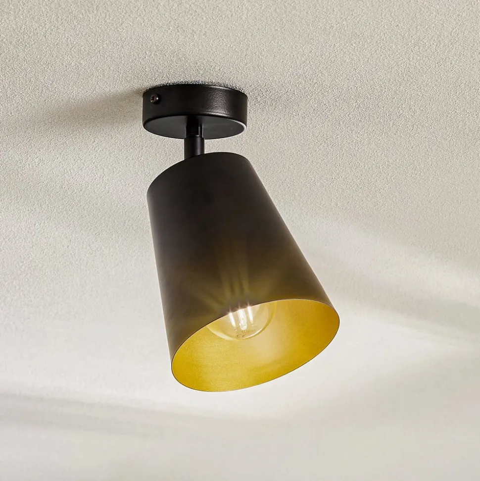 Plafondspot Prism, 1-lamp, zwart/goud