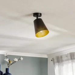 Plafondspot Prism, 1-lamp, zwart/goud