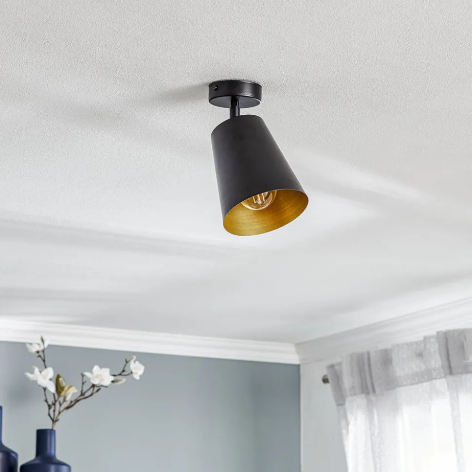 Plafondspot Prism, 1-lamp, zwart/goud