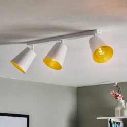 Plafondspot Prism van staal, 3-lamps, wit/goud