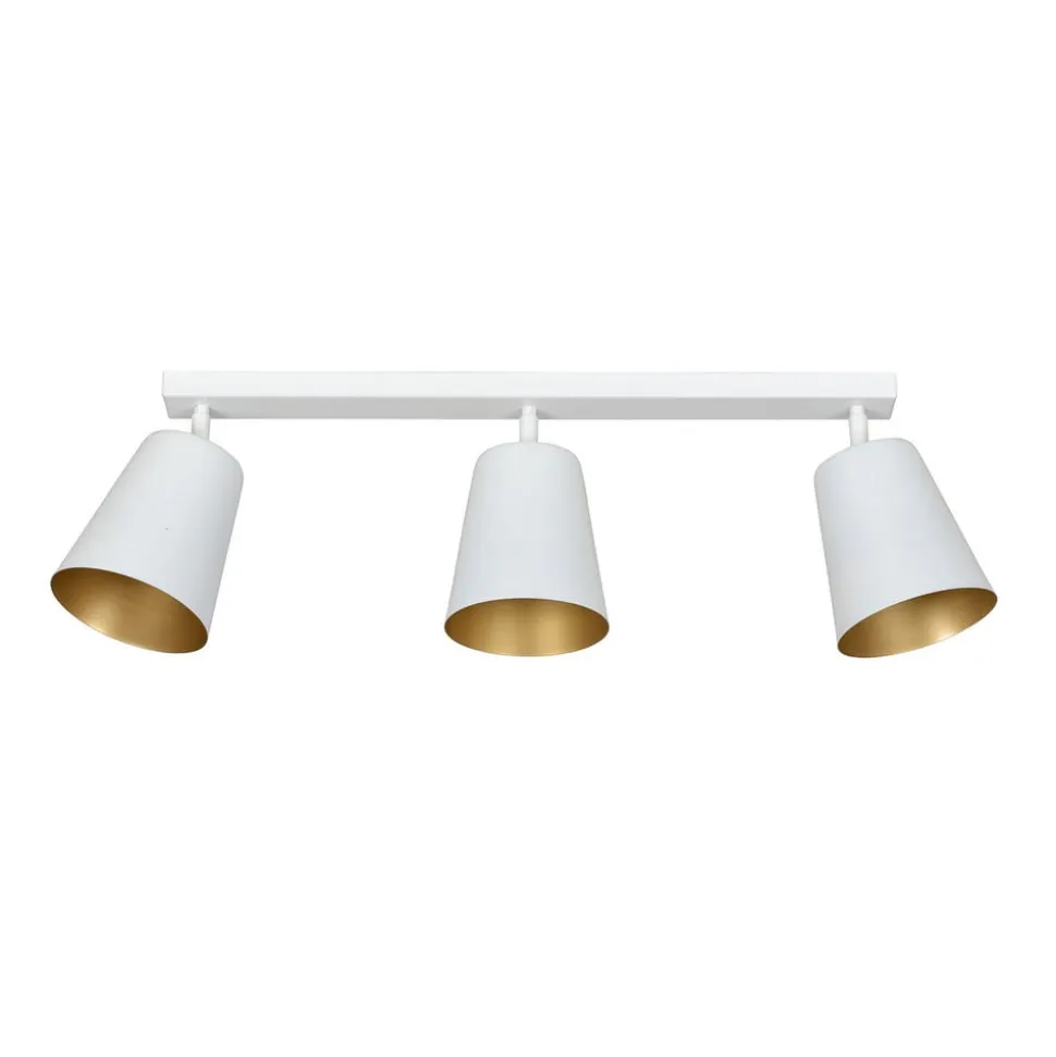 Plafondspot Prism van staal, 3-lamps, wit/goud