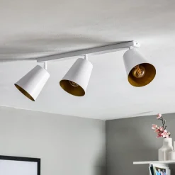 Plafondspot Prism van staal, 3-lamps, wit/goud