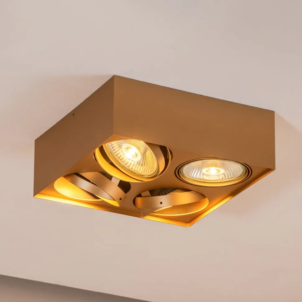 Plafondspot Riesta, goud, 4-lamps