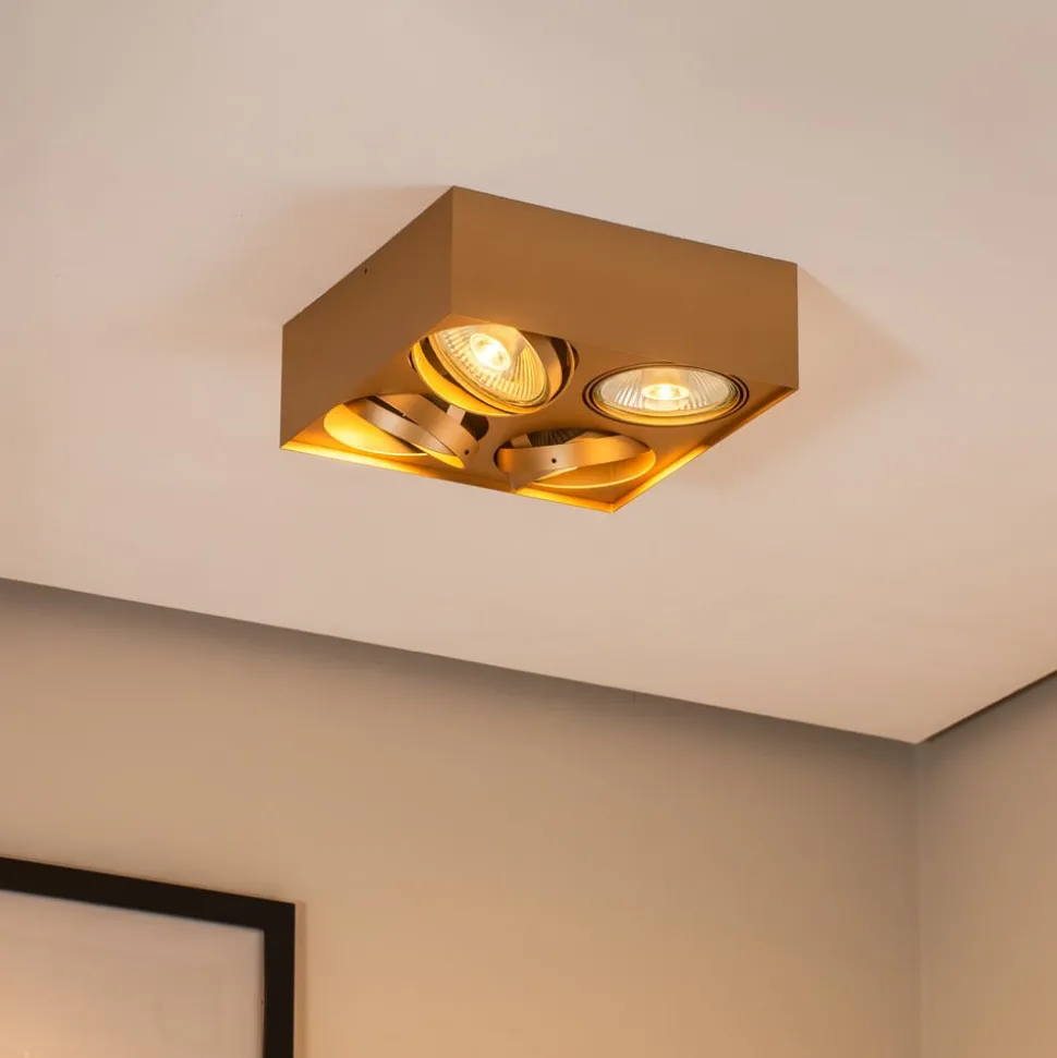 Plafondspot Riesta, goud, 4-lamps