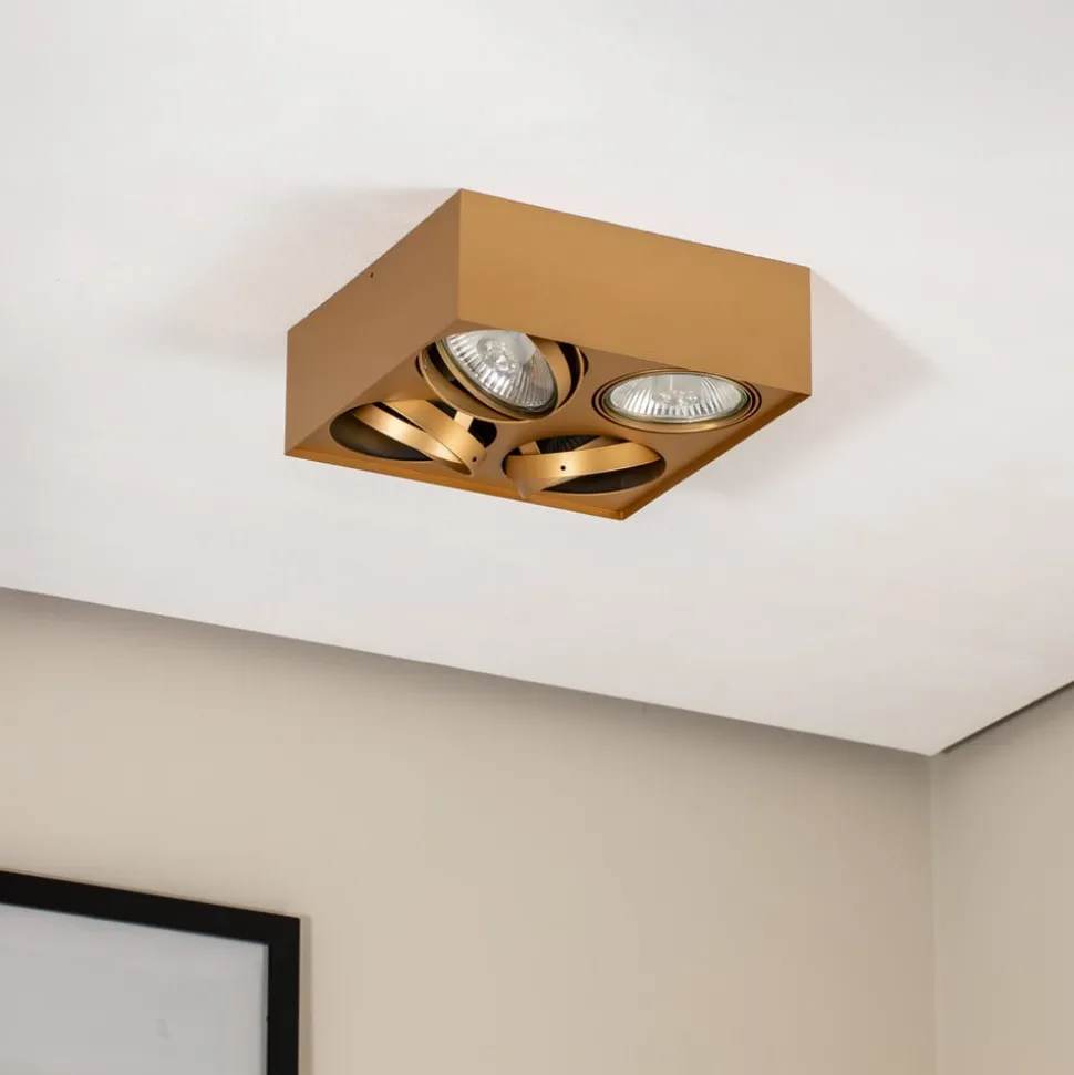 Plafondspot Riesta, goud, 4-lamps